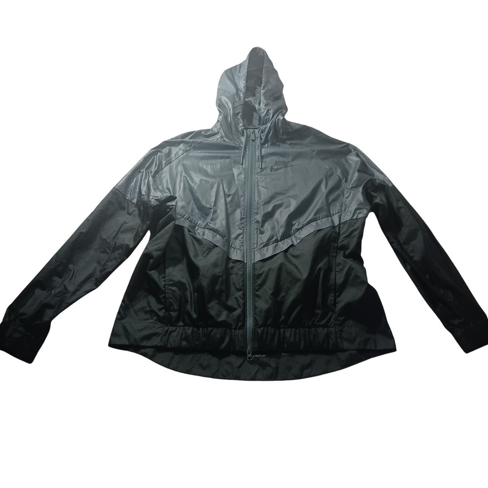 Nike Windrunner 804947-392 Womens XL Black Hooded Running Windbreaker Jacket‎